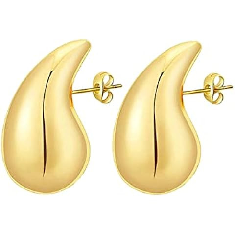 Apsvo Chunky Gold Hoop Earrings for Women, Dupes Earrings Lightweight Waterdrop Hollow Open Hoops... | Amazon (US)