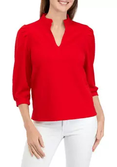 Crown & Ivy™ Women's Ruffle Split Neck Top | Belk