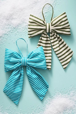 Striped Bow Ornament | Anthropologie (US)