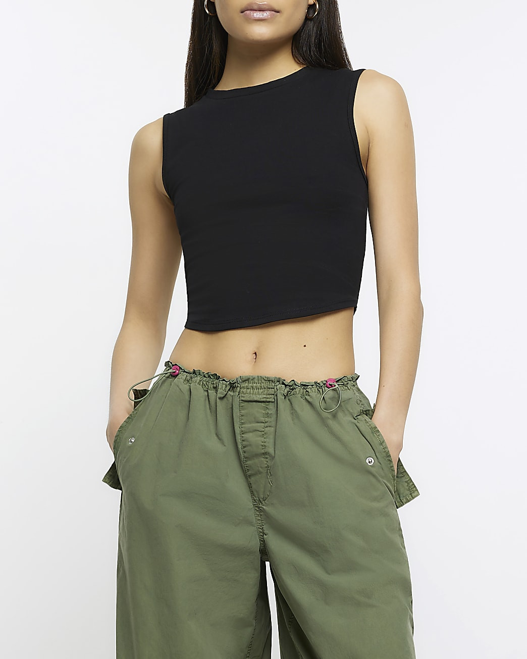 River Island Womens Black Crop Tank Top | River Island (UK & IE)
