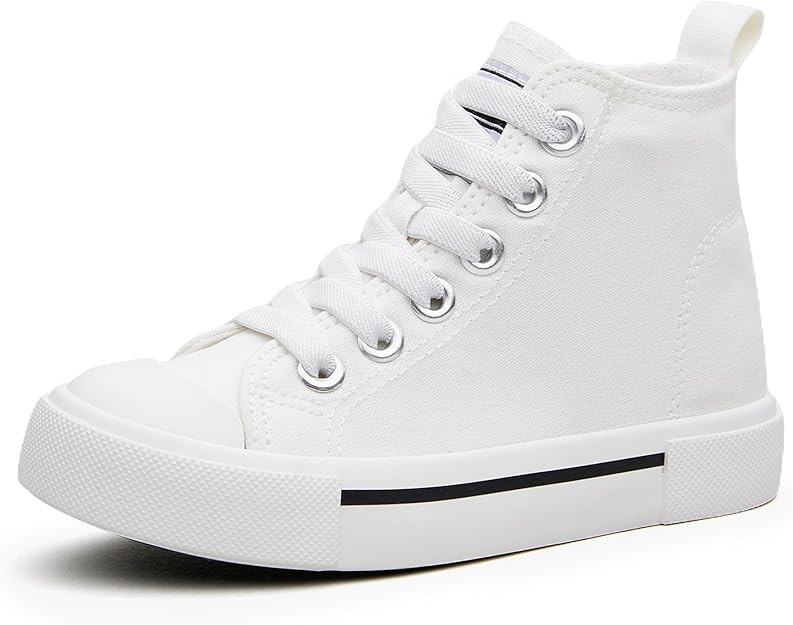 Kids High-Top Slip-On Sneakers Comfortable Canvas Shoes with Hook Loop Closure for Boys and Girls | Amazon (US)
