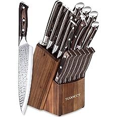 Kitchen Knife Set, 16-Piece Knife Set with Built-in Sharpener and Wooden Block, Precious Wengewoo... | Amazon (US)