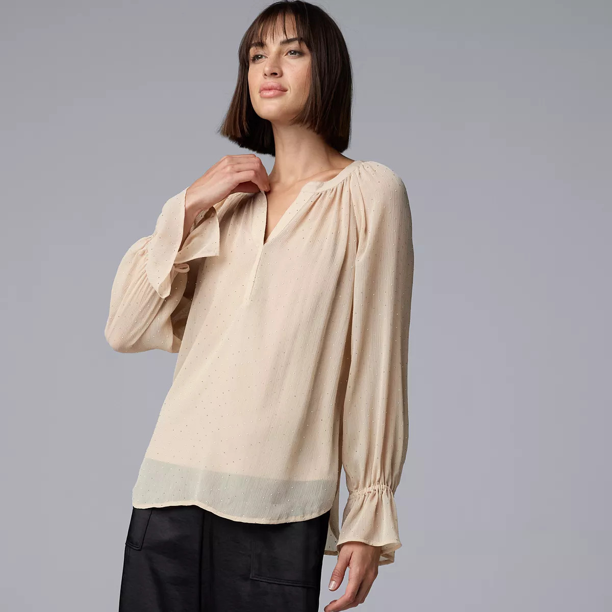 Women's Simply Vera Vera Wang Rhinestone Blouse | Kohl's