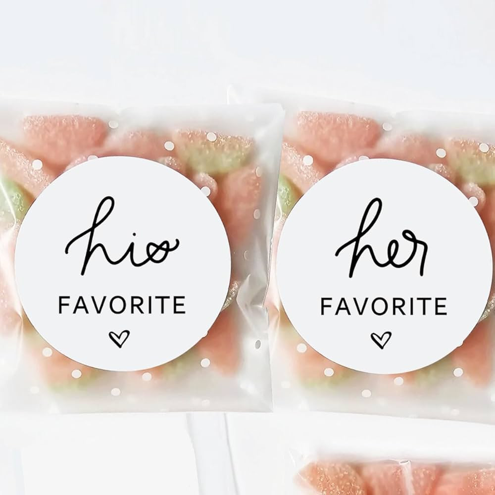 60pcs Her Favorite+60pcs His Favorite Wedding Candy Favor Stickers - Candy Bag Seals Wedding Stic... | Amazon (US)