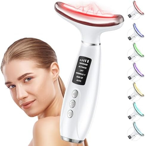 Red Light Therapy for Face & Neck, Face Massager Tool for Anti-Aging, Skin Facial Sculptor, 7-Col... | Amazon (US)
