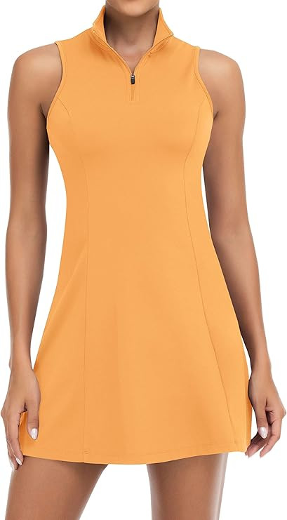 JAFINSY Women Athletic Tennis Dress with Shorts and Pockets - Sleeveless Stand Collar Design for ... | Amazon (US)