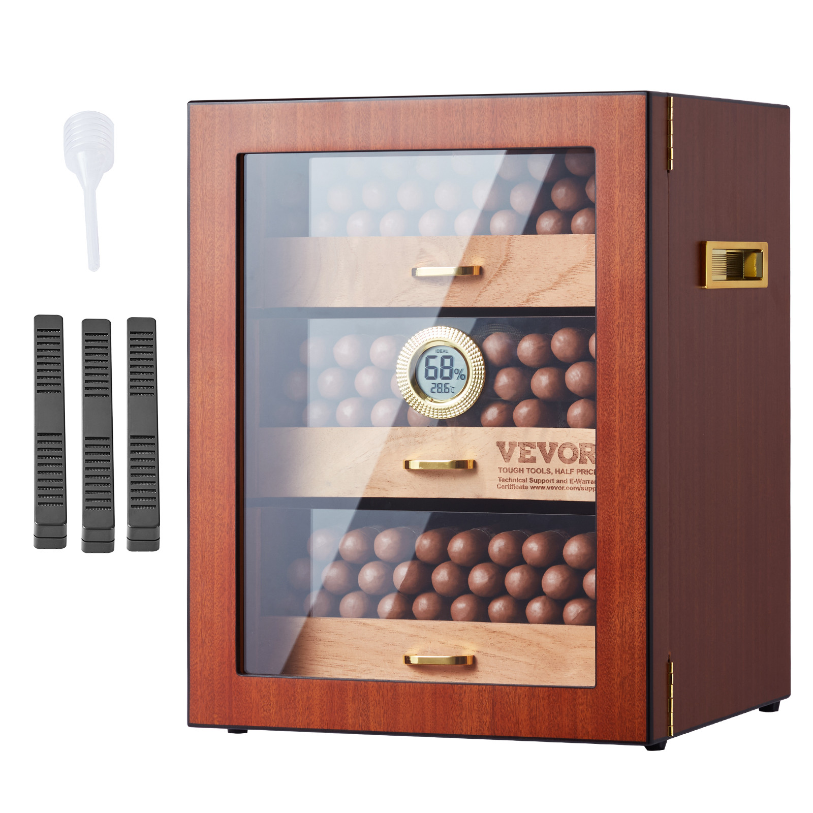 VEVOR Cigar Humidor Cabinet, Handmade Spanish Cedar Wood Cigar Humidor for 100-150 Cigars, Glass ... | Walmart (US)