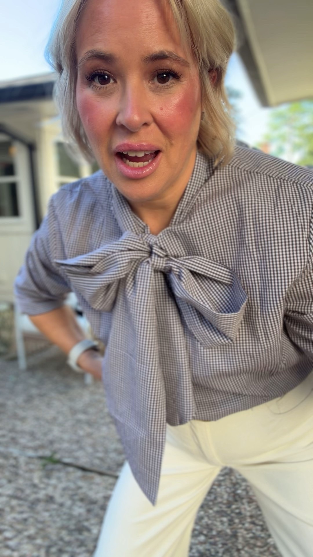 This Amazon tie shirt is amazing!!! 🤩 size Large 
Ann Taylor cream pants 👖 size 6

#LTKGiftGuide #LTKHoliday #LTKdayinmylife