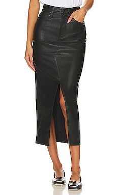 Hudson Jeans Faux Leather Reconstructed Skirt in Black from Revolve.com | Revolve Clothing (Global)