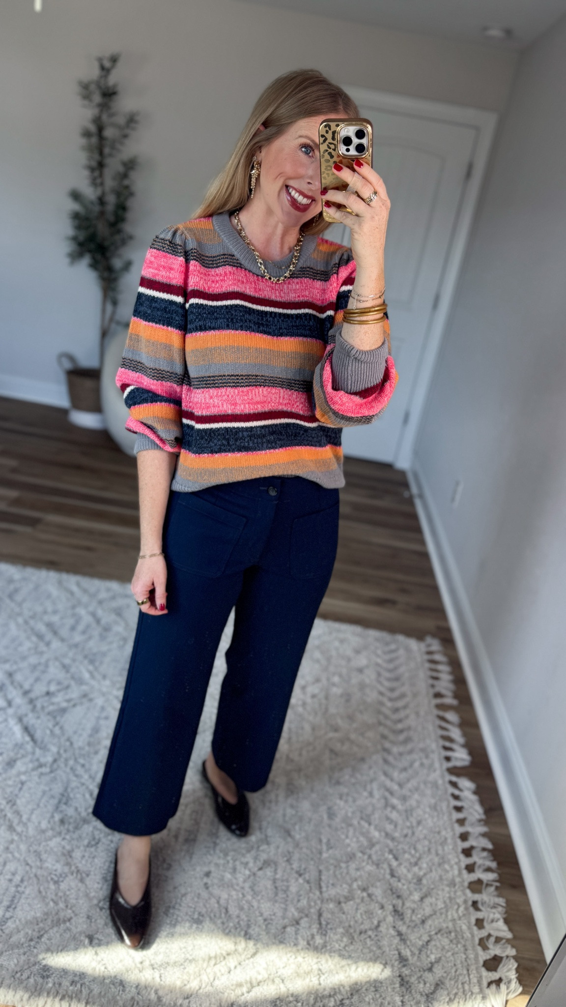 Daily try on, Walmart outfit, Walmart fashion, Walmart style, scenario, striped sweater, workwear pants

#LTKootd