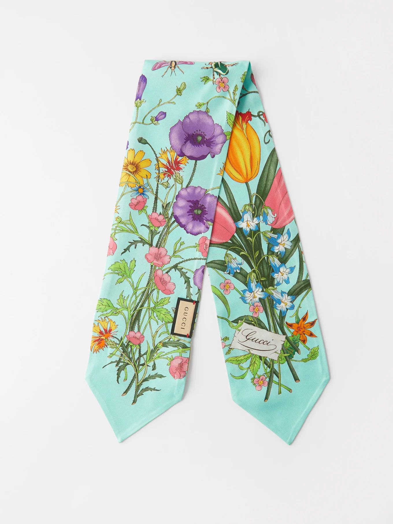 Floral-print silk-twill scarf | Matches (US)