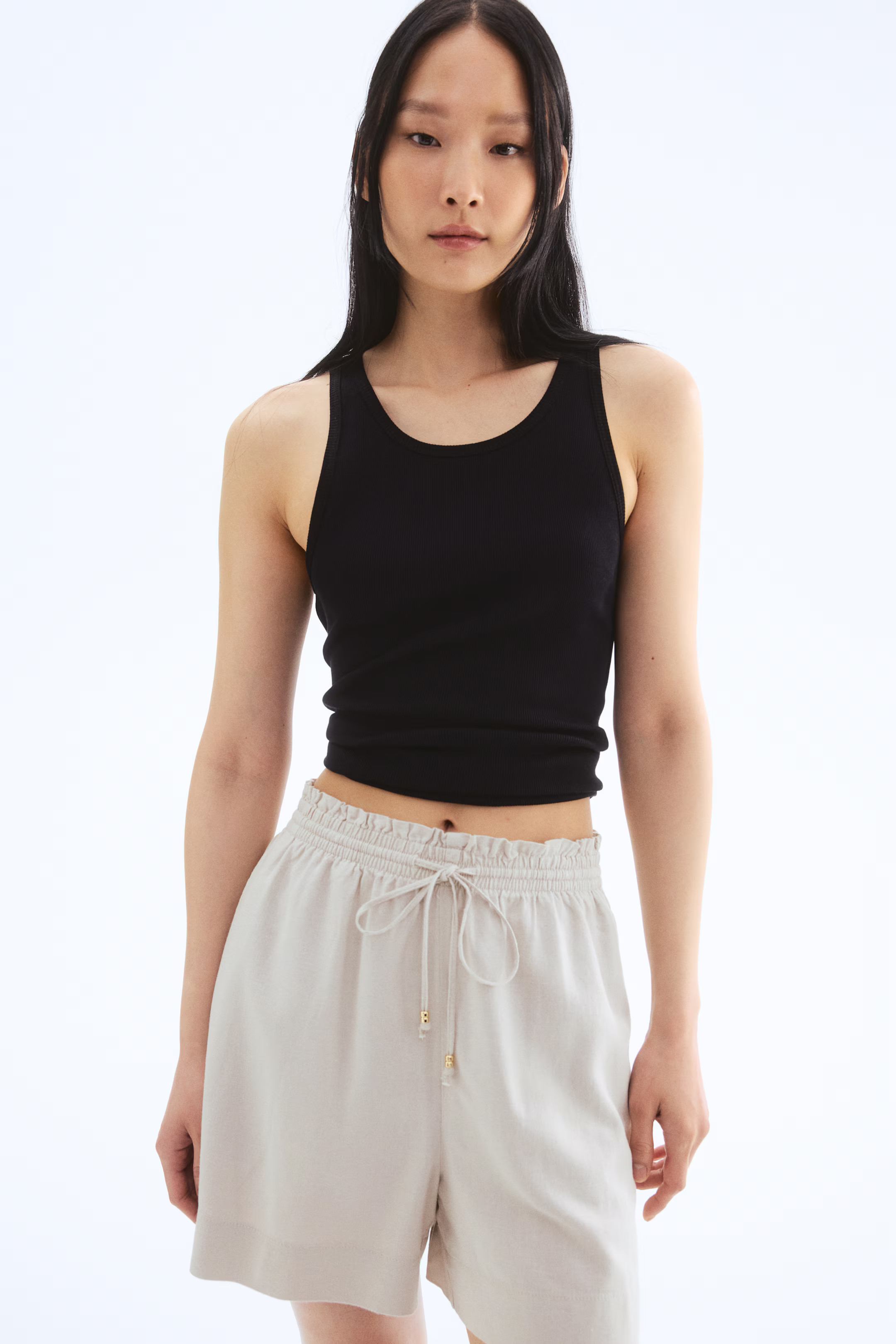 Linen-Blend Drawstring Shorts | H&M (US + CA)