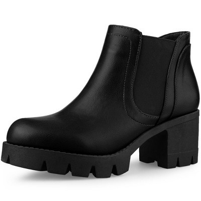 Allegra K Women's Classic Lug Sole Chunky Heel Chelsea Ankle Boots 9.5 Black | Target