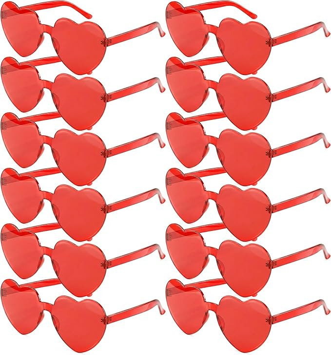JOYIN 12 Pack Valentine Day Heart Shape Glasses, Rimless Sunglasses, Classroom Exchange Gift for ... | Amazon (US)