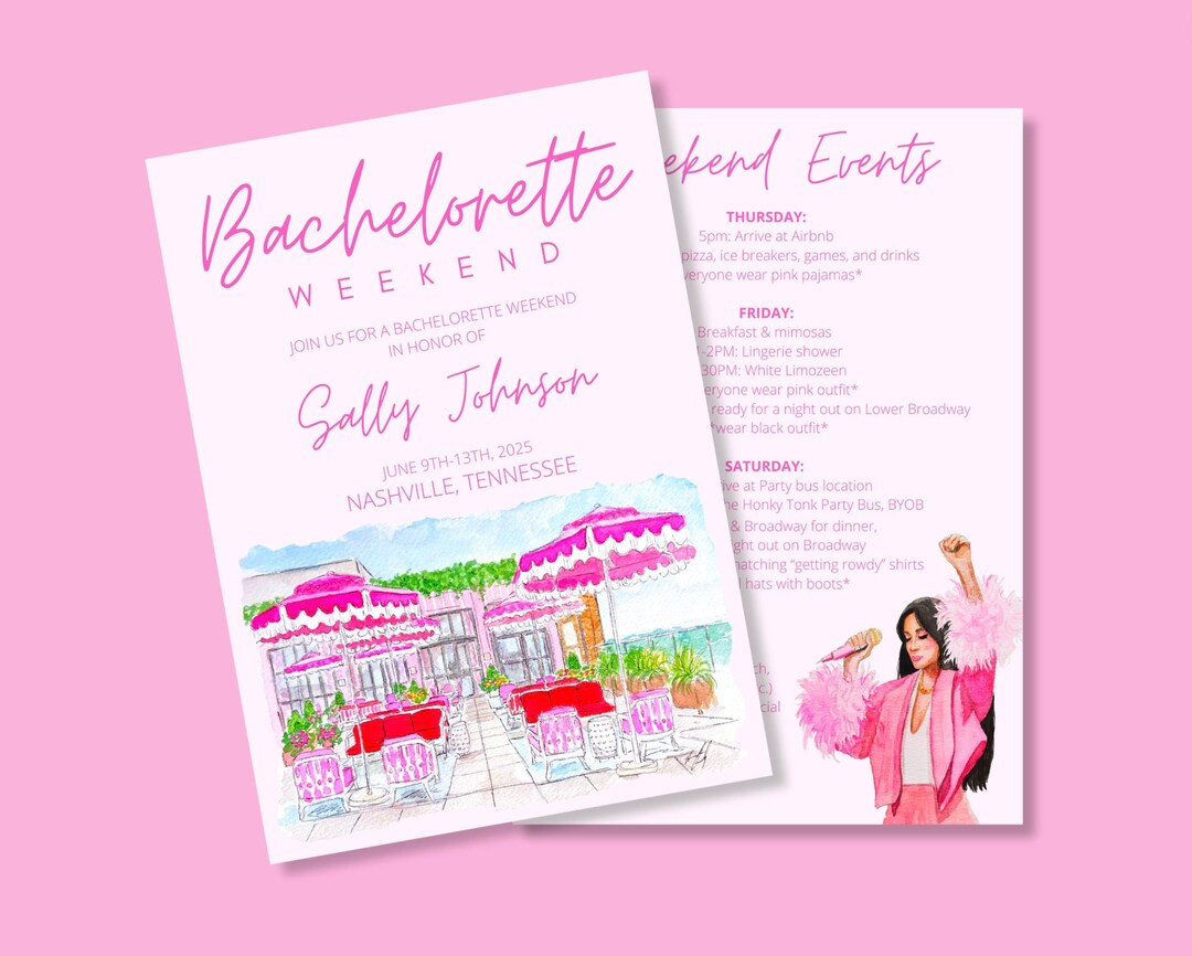 Nashville, Tennessee Bachelorette Invitation & Itinerary, Bach Bash Itinerary, Last Rodeo, Nashvi... | Etsy (US)