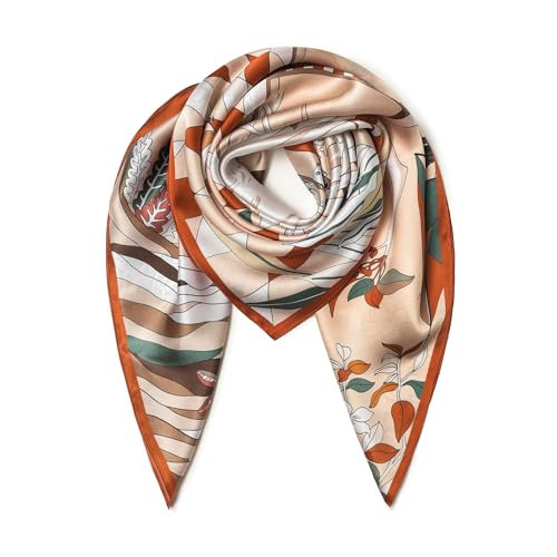 SHIROUYU 100% Mulberry Silk Scarf 35" Large Square Lightweight Scarf - Women's Silk Shawl -Silk Headband With Gift Packed | Amazon (US)