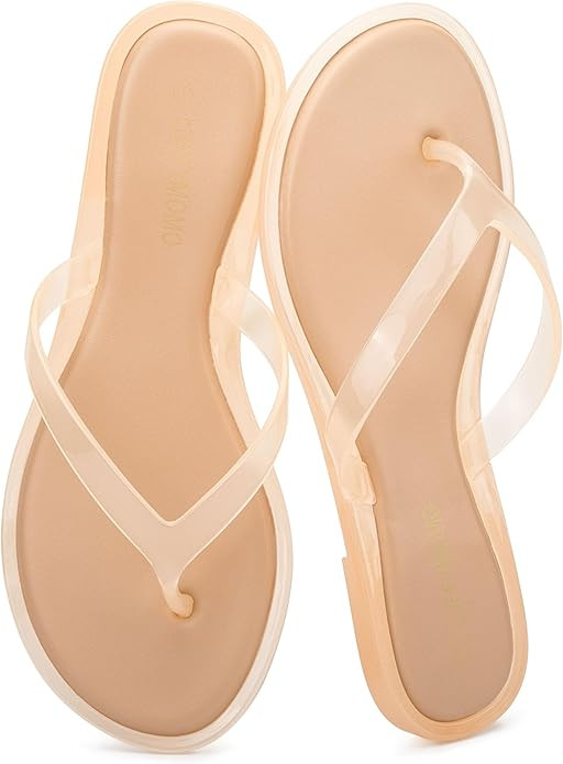 Luffymomo Women's Fashion Flip Flops - Casual Jelly Clear Beach Thong Sandals - Comfortable Summe... | Amazon (US)