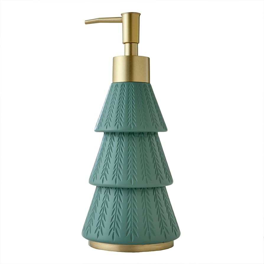Home Christmas Winter Pines Soap/Lotion Dispenser, 9.5 oz. Capacity, for Bath/Kitchen/Bar, Green | Amazon (US)
