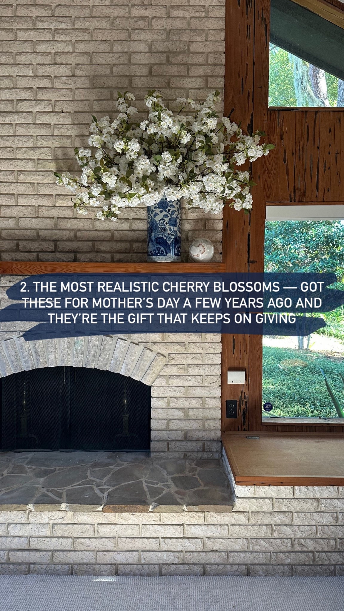 the most realistic faux cherry blossom stems | paired with blue and white chinoiserie | got these for Mother’s Day a few years ago instead of real flowers and they’re the gift that keeps on giving | this jar is styled with 16 stems | home decor inspiration | classic mantle and fireplace style and decor | Alice Lane Home exclusive 

#LTKStyleTip #LTKHome