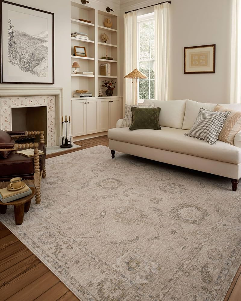 Loloi Chris Loves Julia Louisa Collection LOI-02 Oatmeal/Slate 5'-3" x 7'-6", .38" Pile Height, A... | Amazon (US)