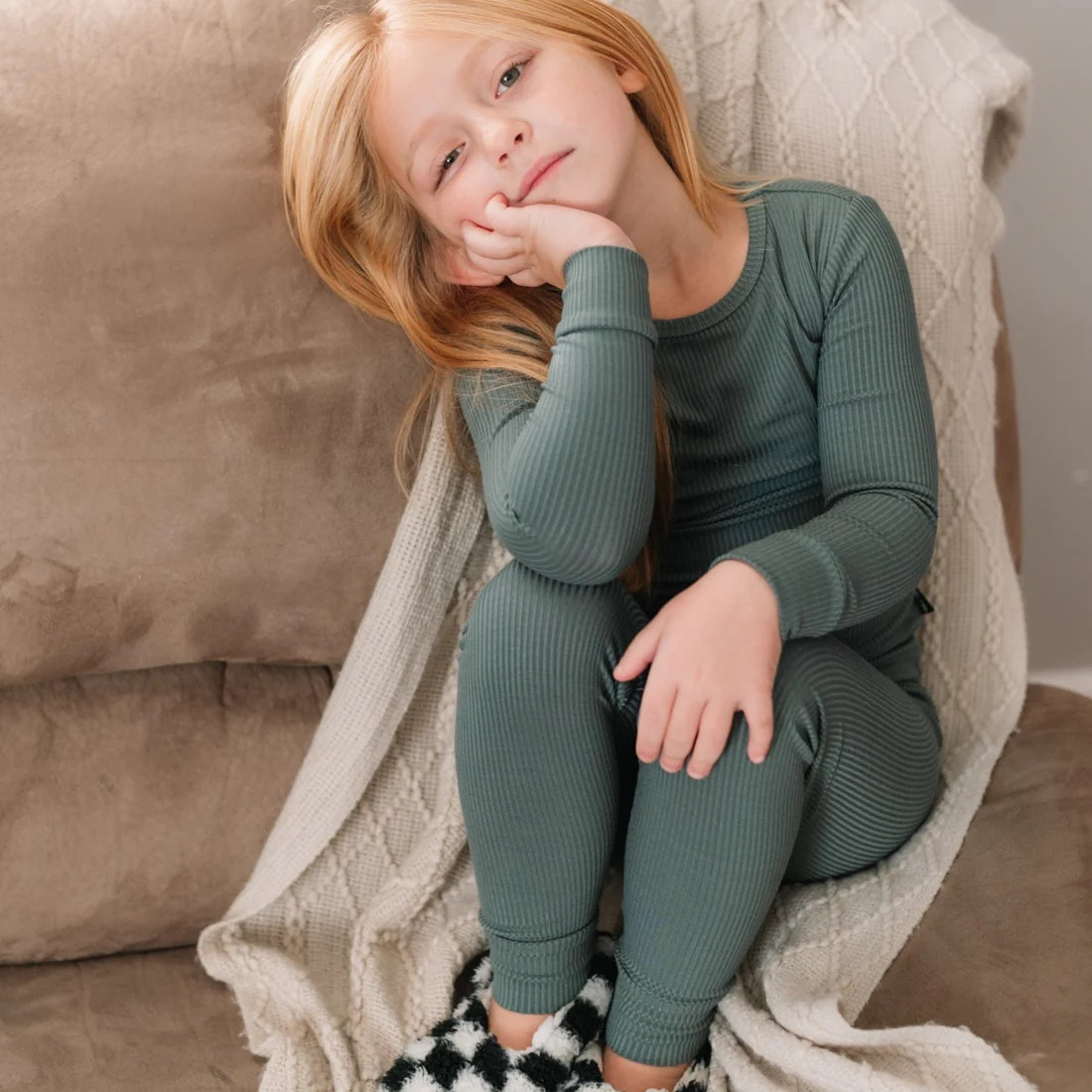 LONG SLEEVE 2 PIECE SETS- Slate Ribbed | millie + roo