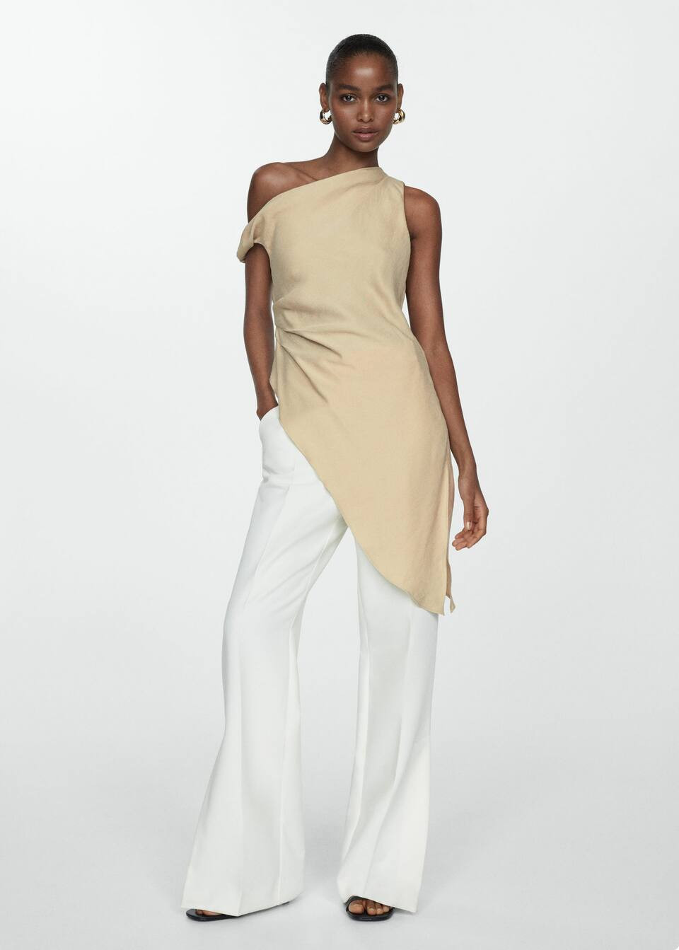 Asymmetric ruched top -  Women | Mango United Kingdom | MANGO (UK)