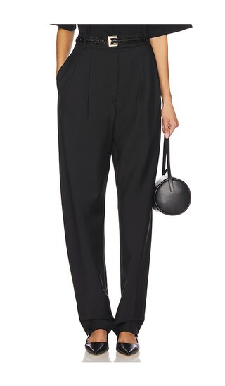 Round Leg Shaped Tailored Trousers in Black | Revolve Clothing (Global)