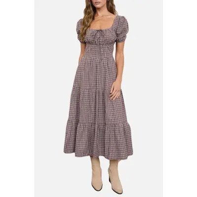 Blu Pepper Gingham Tiered Maxi Dress in Mocha at Nordstrom, Size Large | Nordstrom