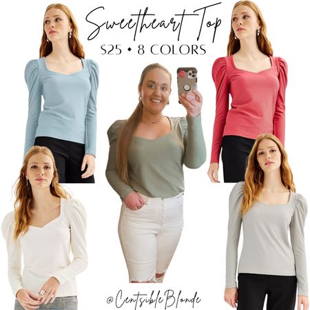 Long sleeve top
Sweetheart neckline top
Brunch top
Dressy top
Stretchy top
Puff shoulder top
Spring top
Spring Transition 
Work top
Church top

#LTKfindsunder50 #LTKmidsize #LTKworkwear