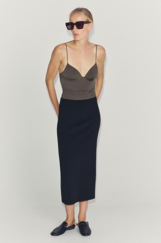 Zara - Polyamide Blend Top - Women - Dark Charcoal Gray - Women | Zara US