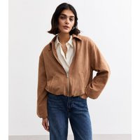 Women's Brown Faux Suede Bomber Jacket New Look | New Look (UK)