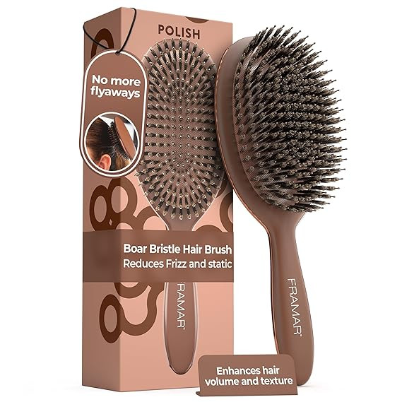 FRAMAR Soft Boar Bristle Hair Brush For Women – Boars Hair Brush For Women, Boar Brush For Fine... | Amazon (US)