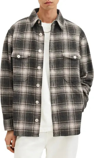AllSaints Hamlin Plaid Flannel Button-Up Shirt Jacket | Nordstrom | Nordstrom