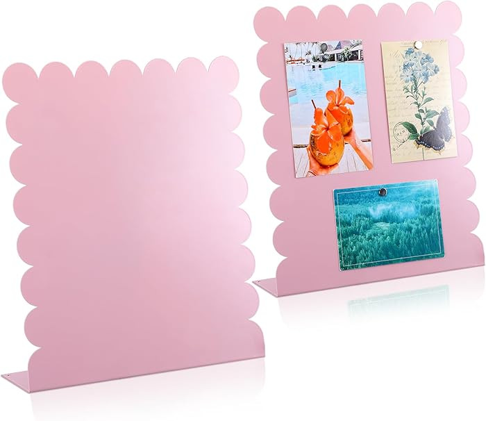 Gueevin 2 Pcs Magnet Board Standing Magnetic Metal Board for Desk and Wall 12.6" x 11" Scalloped ... | Amazon (US)