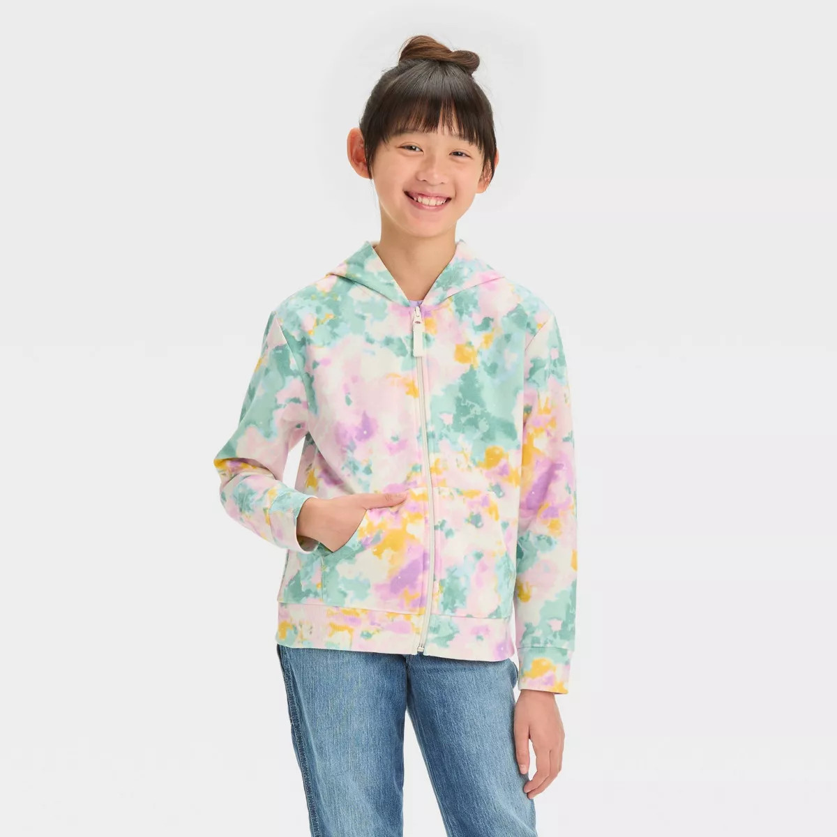 Girls' Zip-Up Fleece Hoodie Sweatshirt - Cat & Jack™ | Target
