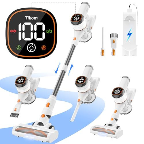 Tikom V500 Cordless Vacuum Cleaner for Home, 40000Pa/450W Stick Vacuum with LED Touch Screen, Charging Wall Dock, Anti-Tangle, Lightweight Handheld Vacuum for Pet Hair, Hard Floor, Carpet | Amazon (US)