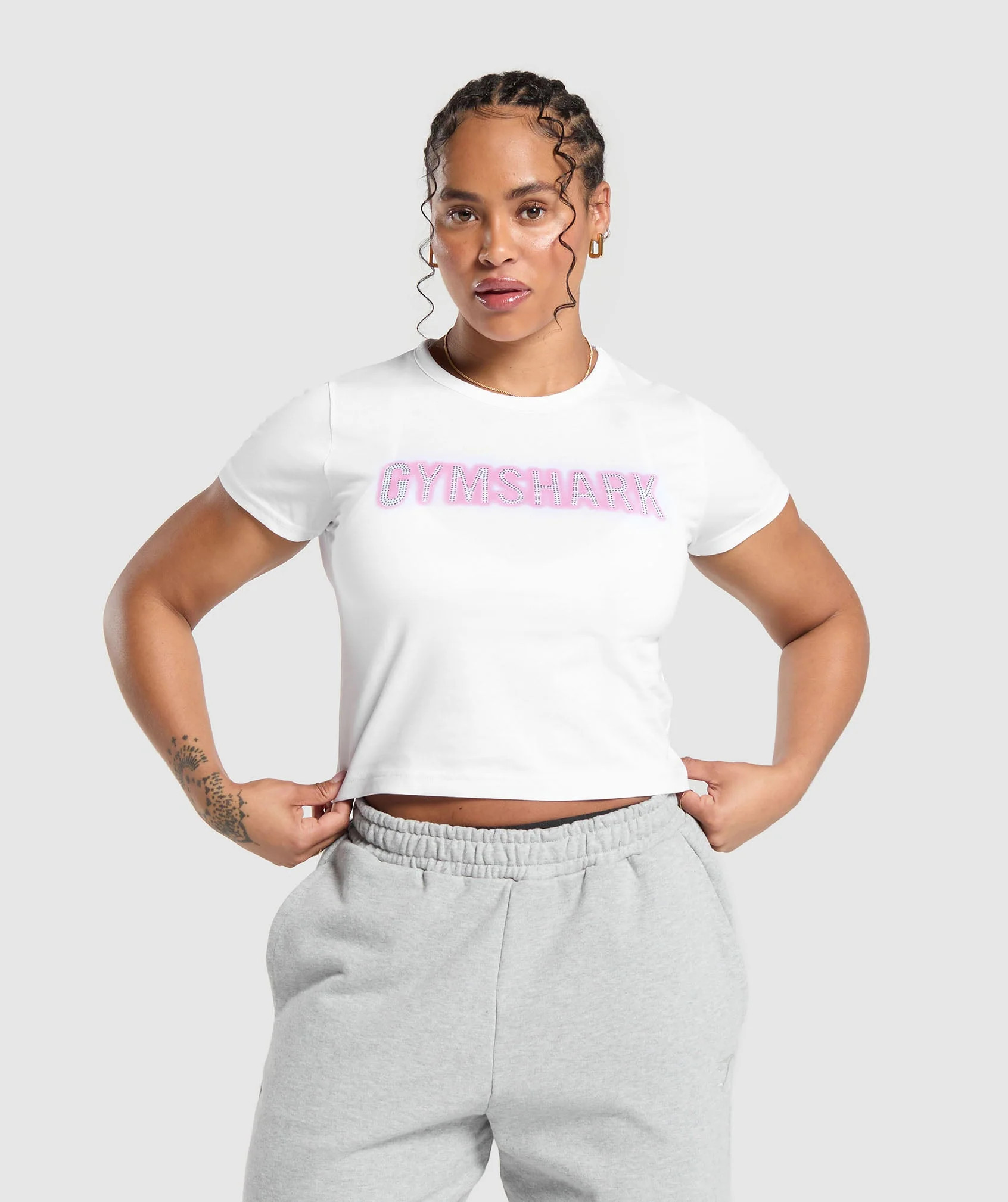 Gymshark Diamante Baby Tee - White | Gymshark US