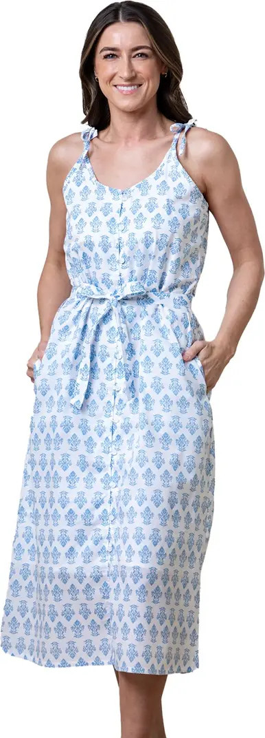 Women's Organic Sleeveless Button Front Sundress with Sash | Nordstrom