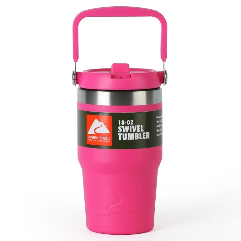 Ozark Trail 18 oz Insulated Stainless Steel Tumbler with Swivel Handle,Hot Pink | Walmart (US)