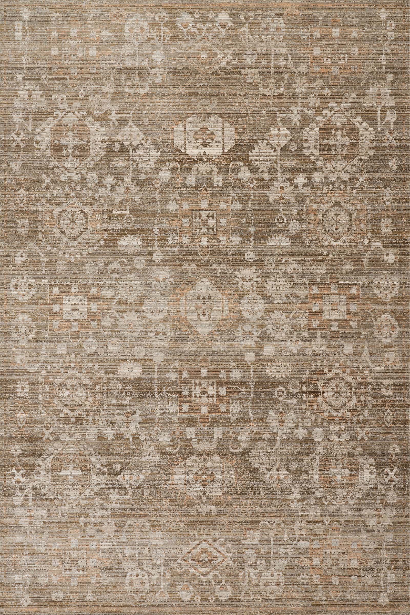 Zanira Traditional Woven Floral Indoor/Outdoor Washable Rug | Brown | Rugs USA
