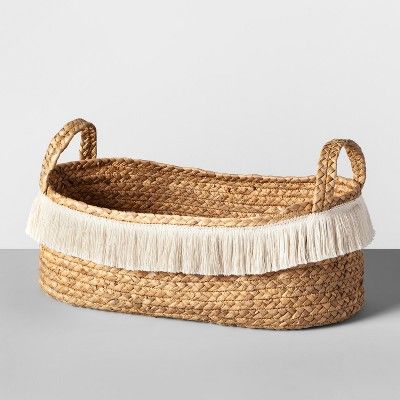 18" x 6" Water Hyacinth Fringe Oval Basket Natural - Opalhouse™ | Target