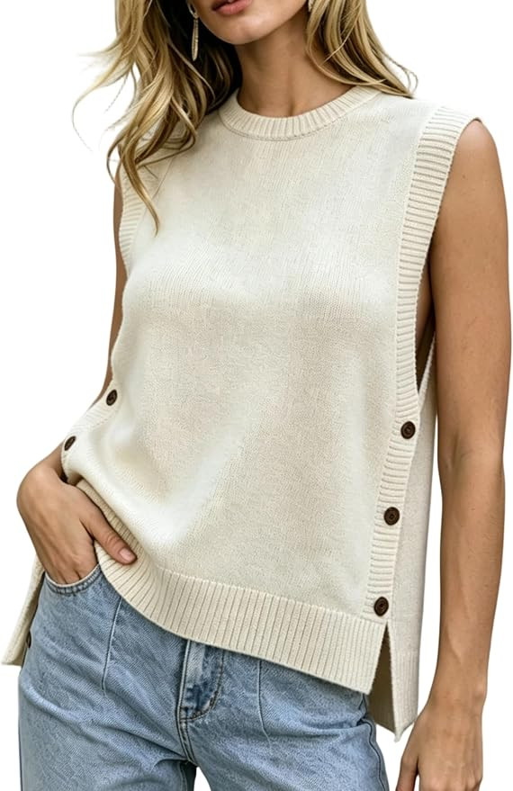 Spicy Sandia Women’s Loose Casual Knit Sweater Vest with Side Buttons | 2026 Fall Winter Trendy | Amazon (US)