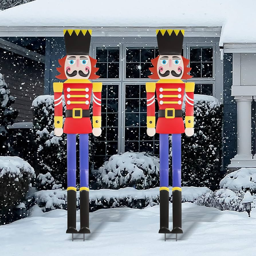 2Pcs 6ft Large Vintage Metal Christmas Nutcracker Outdoor Decoration Xmas Nutcracker Yard Signs C... | Amazon (US)