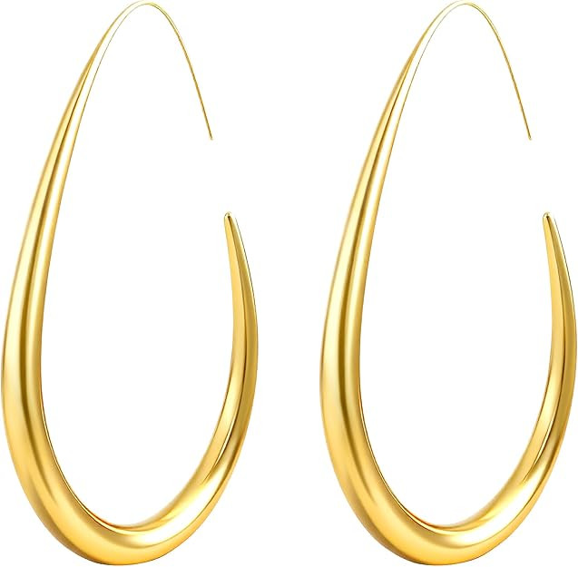 Amazon.com: YBNGSMK 18k Gold Hoop Earrings - Hypoallergenic Earrings for Women - Lightweight Hoop... | Amazon (US)
