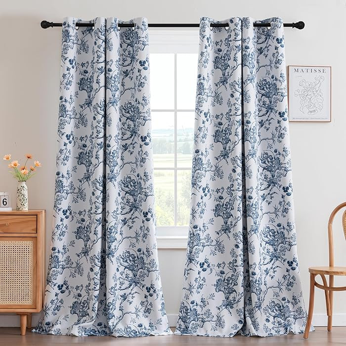 H.VERSAILTEX Blackout Curtains 96 Inch Length 2 Panels Set, Floral Print Drapes Farmhouse for Liv... | Amazon (US)