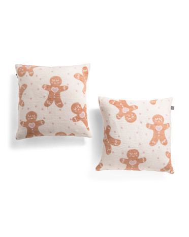 2Pk 20X20 Gingerbread Hearts Pillows | TJ Maxx