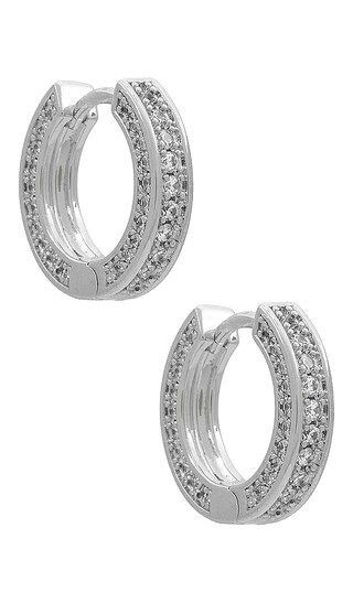 Pave Mini Coco Hinge Hoops in Silver | Revolve Clothing (Global)