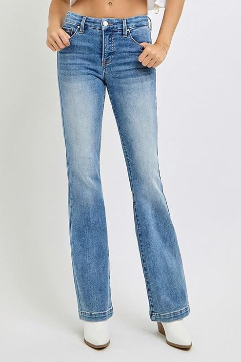 SALT TREE Risen Jeans - Tummy Control Mid Rise Ankle Bootcut Jeans - RDP5805 | Amazon (US)