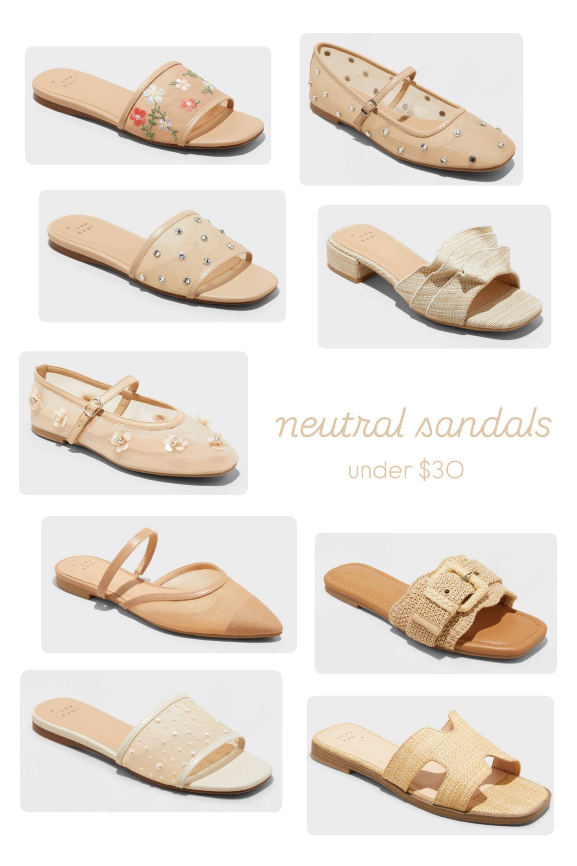 Women’s neutral mesh flats and sandals. Raffia sandals. Stitched flowers sandals. 

#LTKShoeCrush #LTKWorkwear