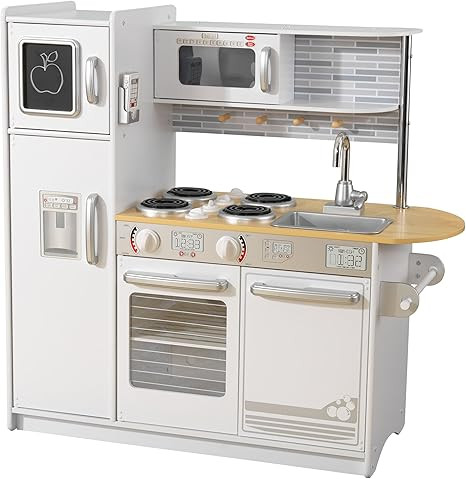 KidKraft Uptown White Wooden Play Kitchen with Play Phone, Chalkboard & Towel Rack, Gift for Ages... | Amazon (US)